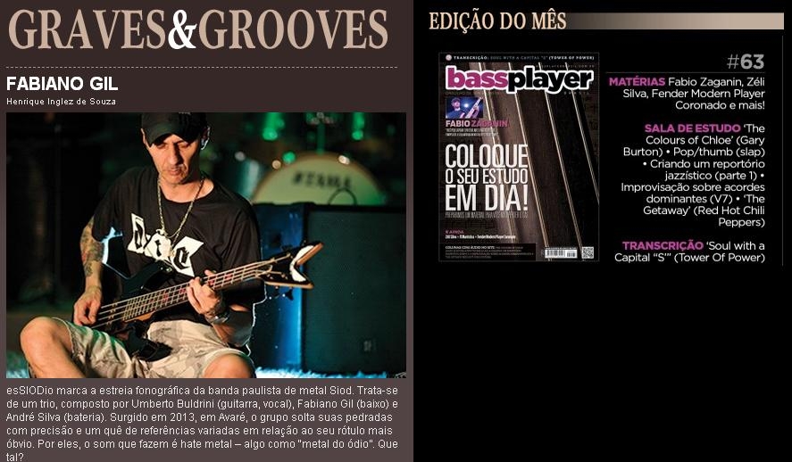 Siod: Fabiano Gil em destaque na nova edição da revista Bass Player