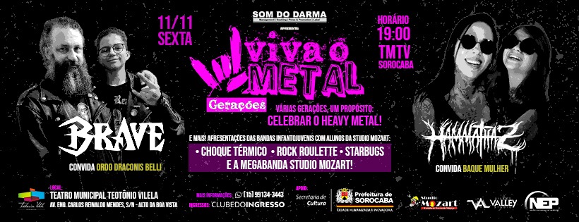 “Viva O Metal – Gerações” reunirá bandas experientes, novos grupos formados por crianças e adolescentes e participações especiais na tentativa de formar novos públicos para o metal