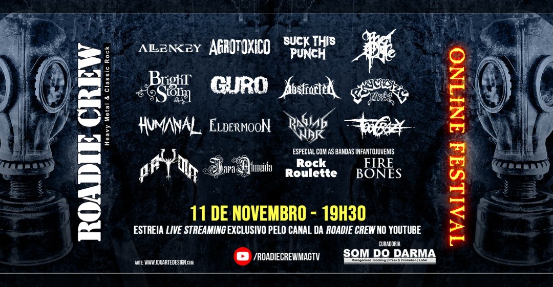 Novo especial com bandas infantojuvenis e grandes estreias na edição de Novembro do “Roadie Crew – Online Festival” desta sexta-feira